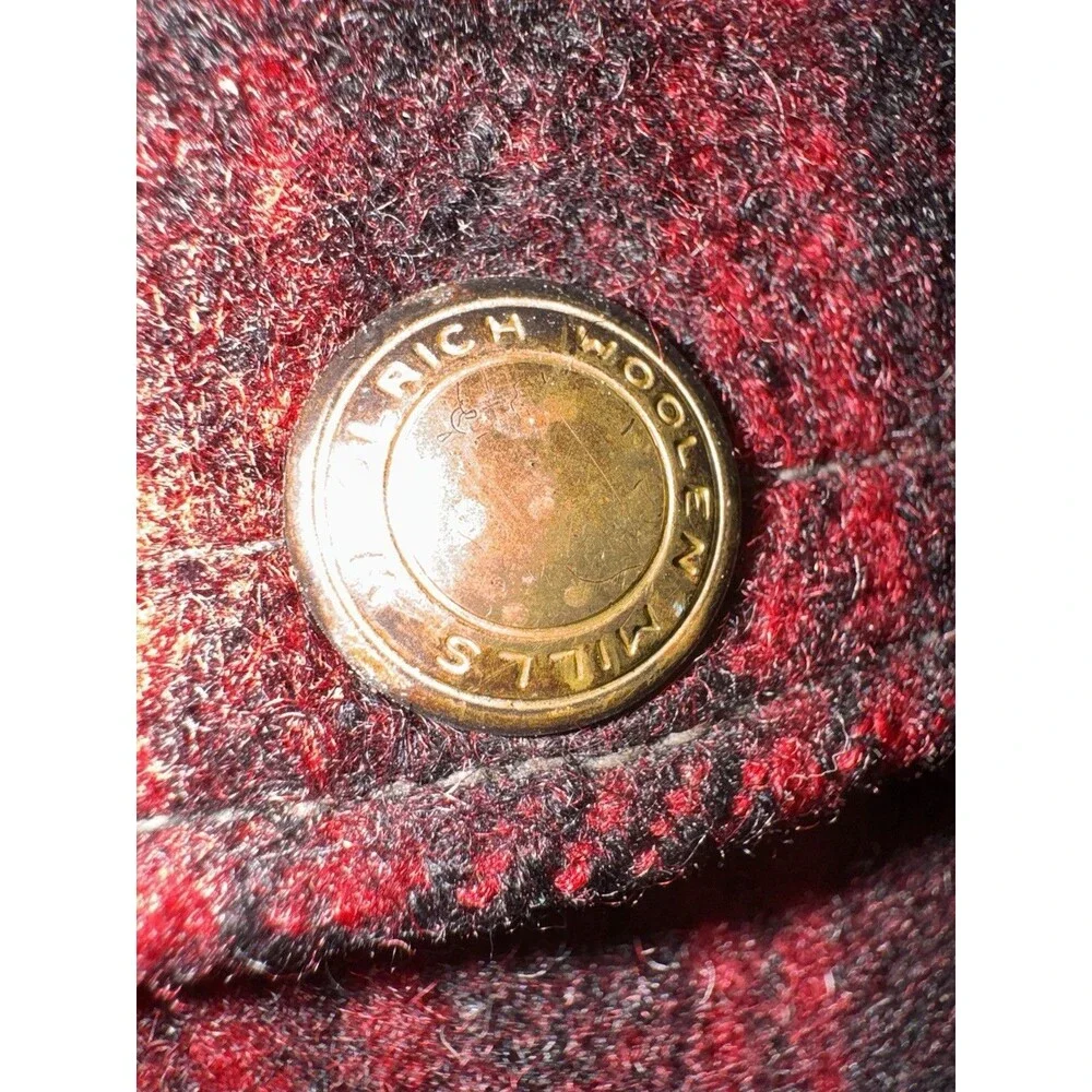 Vintage Woolrich #501 Red Buffalo Plaid Hunting Coat Split Hood Size 46 Rare